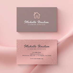 Carte De Visite Rose or parties scintillant rose Maison Service de