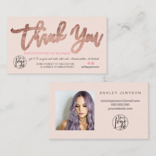 Carte De Visite Rose or script logo photo logo rose ordre merci