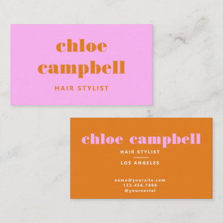 Carte De Visite Rose & Orange, coloré & créatif, moderne