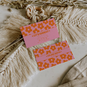 Carte De Visite Rose orange rétro floral bohème girly tendance 