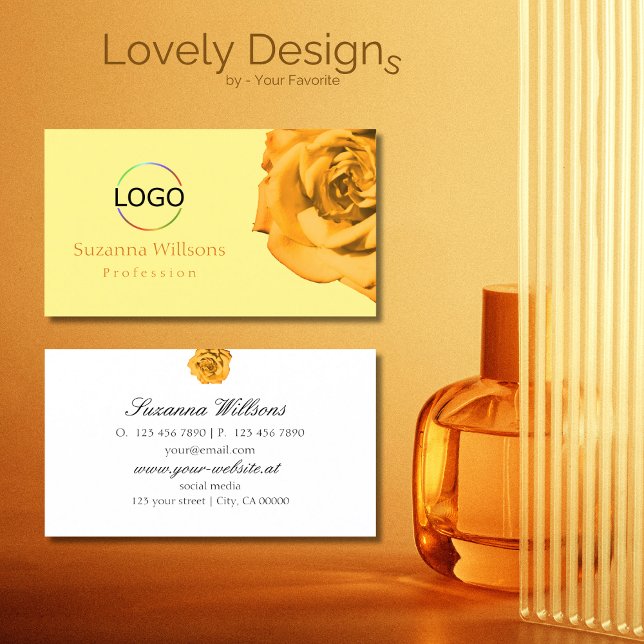 Carte De Visite Rose orange sur blanc pâle avec logo simple (Créateur téléchargé)