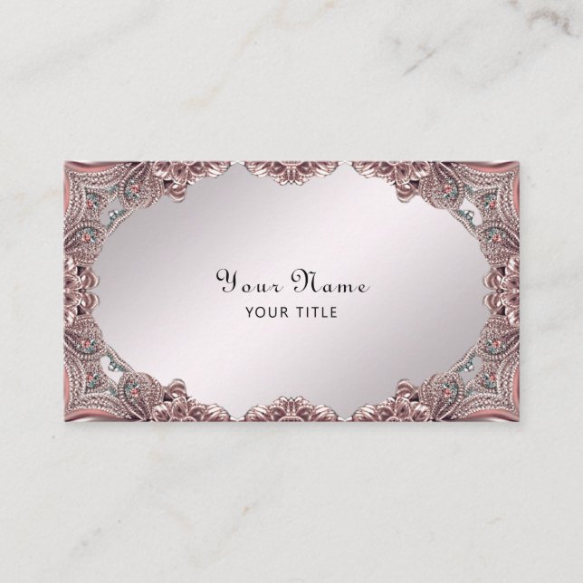 Carte de visite rose ornemental (Devant)