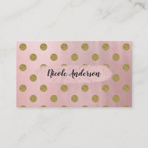 Carte De Visite Rose Pâle Doré Pailleté Glamour Points de Polka Mi