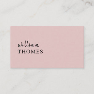 Carte De Visite Rose Pâle Élégant Style Script Minimaliste