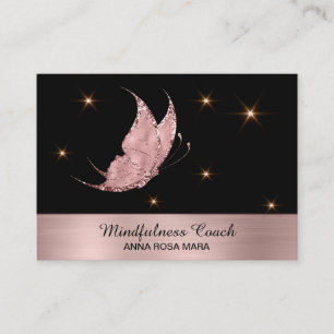 Carte De Visite *~* Rose Parties scintillant d'or papillon Mystica