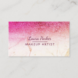 Carte De Visite Rose Parties scintillant rose Faux Marbre maquilla