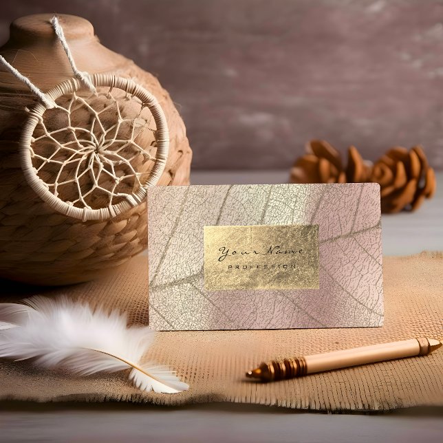 Carte De Visite Rose Pearly Sepia Gold Foil Botanical Delicical (Rose Pearly Sepia Gold Foil Botanical Delicate Business Card)