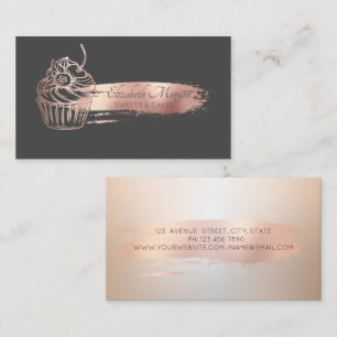 Carte De Visite Rose professionnel Gold Brush Stroke Cupcake