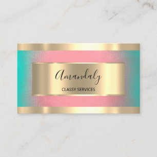Carte De Visite Rose Professionnel Gold encadré Elegant Ombre