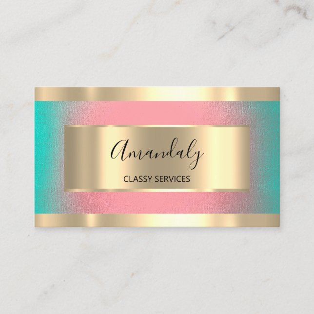 Carte De Visite Rose Professionnel Gold encadré Elegant Ombre (Devant)