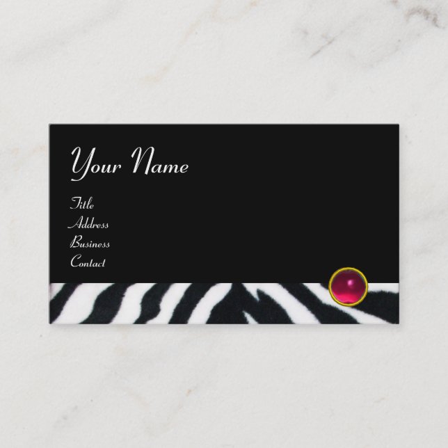 Carte De Visite ROSE, PURPLE BLACÉ ZEBRA FUR MONOGRAM fuchsia (Devant)