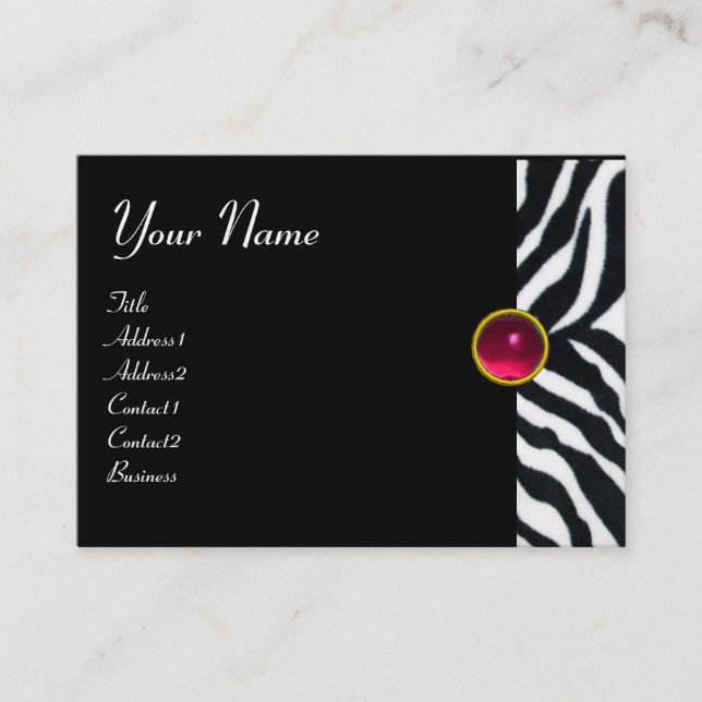 Carte De Visite ROSE, PURPLE BLACÉ ZEBRA FUR MONOGRAM fuchsia (Devant)