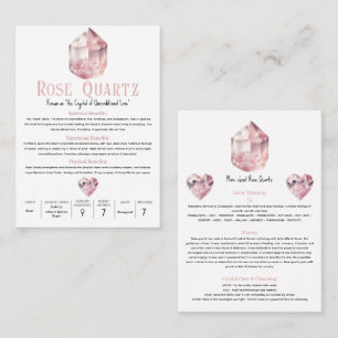 Carte De Visite Rose Quartz rose cristal Signification métaphysiqu