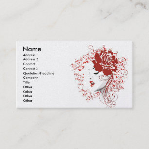 Carte De Visite rose_red, Nom, Adresse 1, Adresse 2, Contact 1...