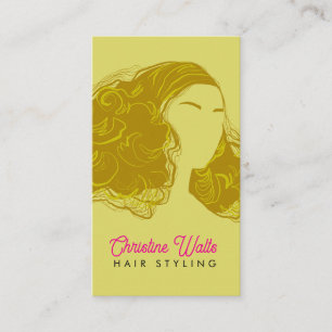 Carte De Visite Rose Rétro Vert Olive Coiffure Design Plat QR