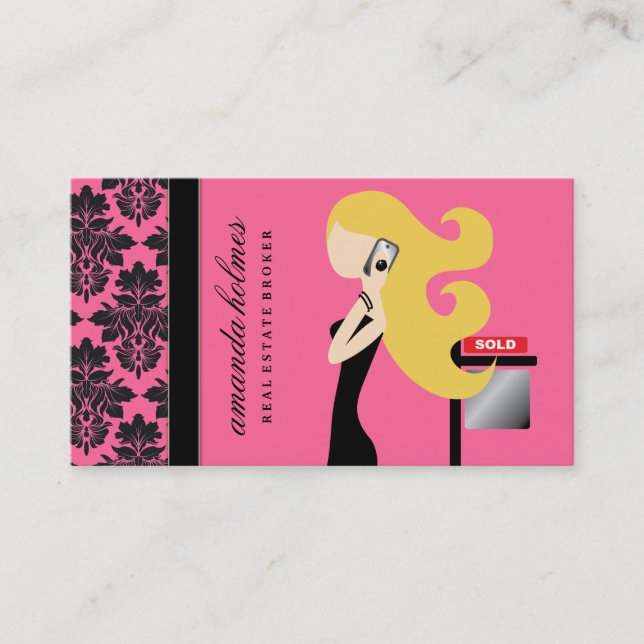 Carte De Visite rose rose blond du Fashionista | du domaine (Devant)