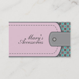 Carte De Visite Rose rose cuir look et motif gris, turquoise