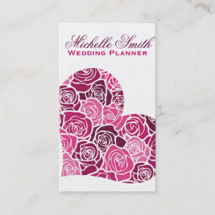 Carte De Visite Rose rose Fleurs coeur fleuristes wedding planner