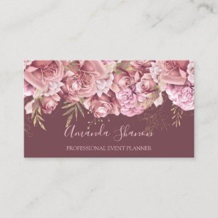 Carte De Visite Rose rose Fleurs Logo Planificateur d'événements Q