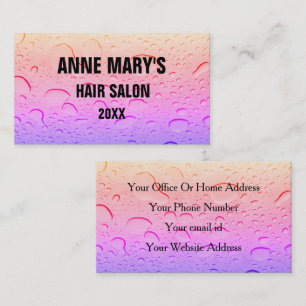 Carte De Visite Rose Rose Gold Coiffeur Salon Girly Eau gouttes Ar