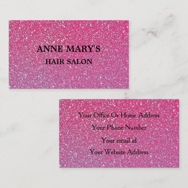 Carte De Visite Rose Rose Gold Parties scintillant Salon des cheve (Devant / Derrière)