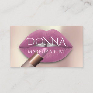 Carte De Visite Rose Rose Lips QR Code Logo maquillage Lipstick Gl