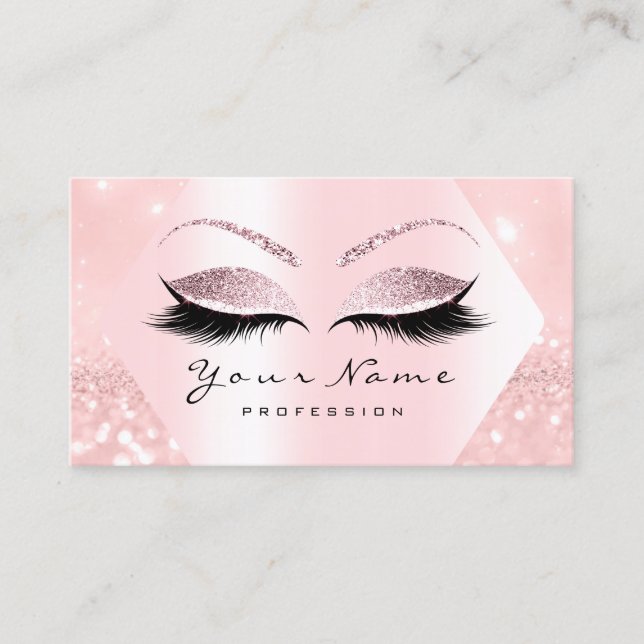 Carte De Visite Rose rose Parties scintillant maquillage Artiste L (Devant)