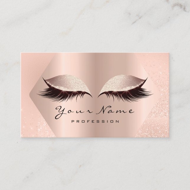 Carte De Visite Rose rose Parties scintillant maquillage Artiste L (Devant)