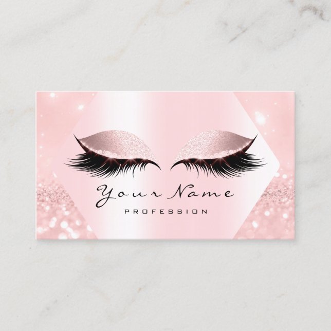 Carte De Visite Rose rose Parties scintillant maquillage Artiste L (Devant)