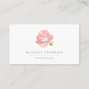 Carte De Visite Rose rose poudrée aquarelle chic