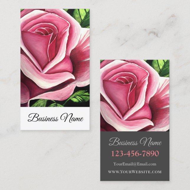 Carte De Visite Rose rose rose (Devant / Derrière)