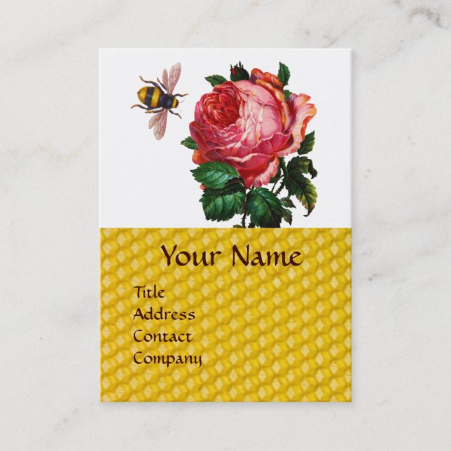 CARTE DE VISITE ROSE ROSE ROSE ROSE ROSE ET HONNÊTEMENT BEE BEEKEE (Devant)