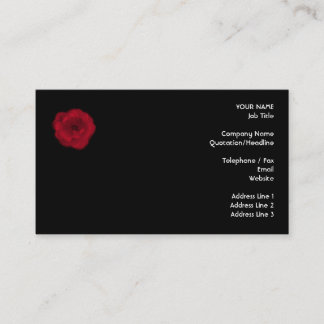 Carte De Visite Rose rouge. Fond noir