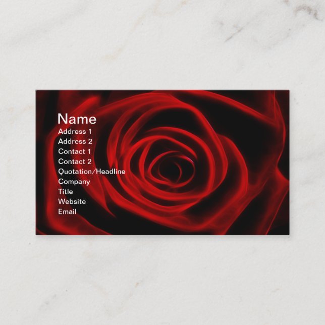 Carte De Visite Rose rouge profondeur d'amour (Devant)