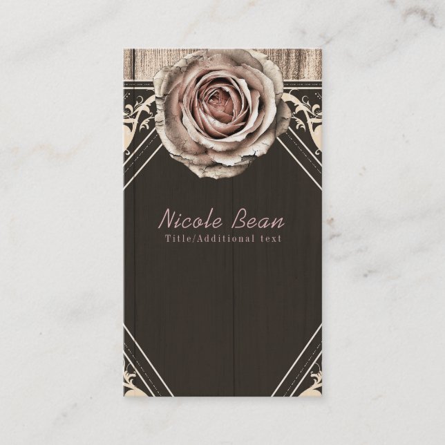 Carte De Visite Rose rustique Élégant Bois clair Diamant Personnal (Devant)