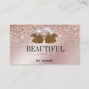Carte De Visite Rose Salon de l'ongle d'or femme main nails techni