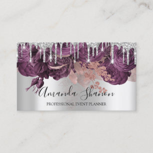 Carte De Visite Rose Silver Grey Parties scintillant Drio Logo Pla