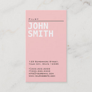 Carte de visite rose simple de pilote/aviateur