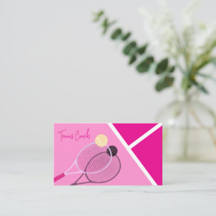 Carte De Visite Rose Simple Tennis Moderne Pastel