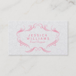 Carte De Visite Rose Sur Le Cadre Floral Orné Blanc