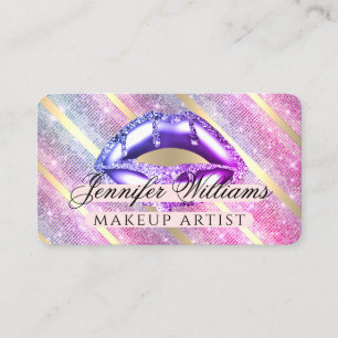 Carte De Visite Rose tendance Parties scintillant or violet Lips m