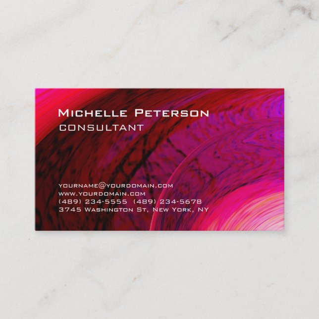 Carte De Visite Rose tendance rose rouge rose futuriste moderne mo (Devant)