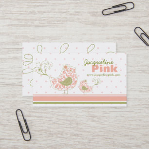Carte De Visite Rose Tourbillonnant Whimsical Damask Maman Et Bébé