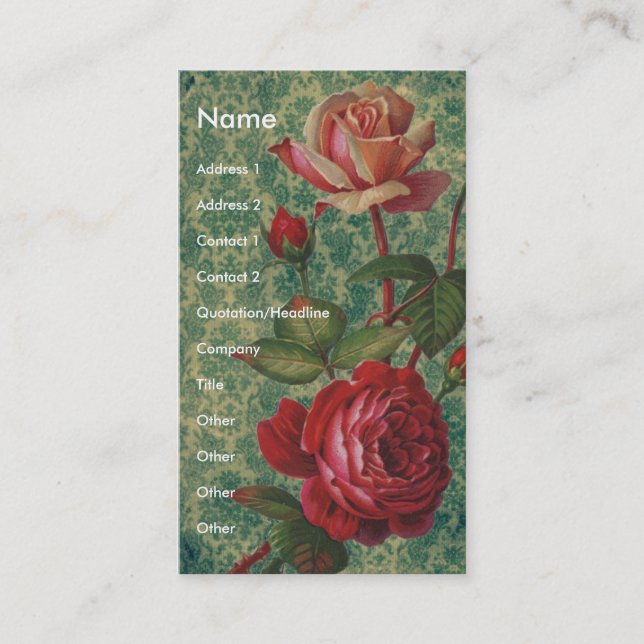 Carte De Visite Rose victorien (Devant)