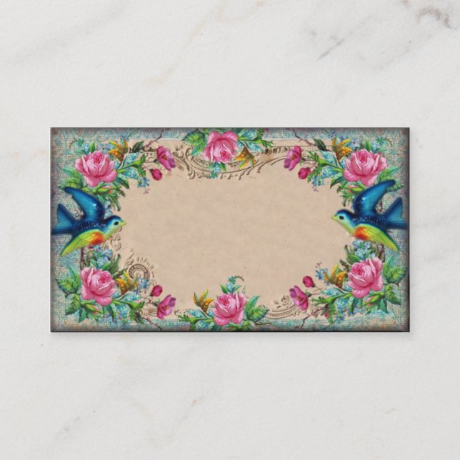 Carte de visite rose victorien de frontière (Devant)
