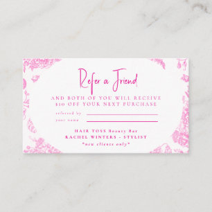 Carte de visite rose vif pour recommander un ami d
