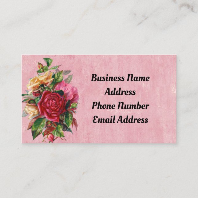 Carte de visite Rose vintage (Devant)