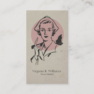 Carte De Visite Rose vintage d'infirmière avec le rétro cercle