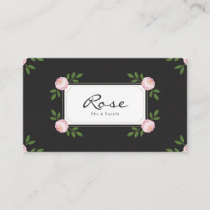 Carte De Visite Rosebud Élégant Floral Rectangulaire Black Pink