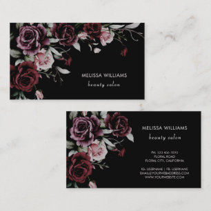 Carte De Visite Roses Aquarelle Fond Noir